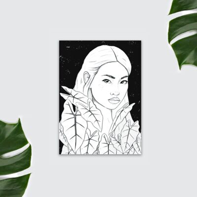 Imán - Alocasia Frydek Plantlady negro blanco