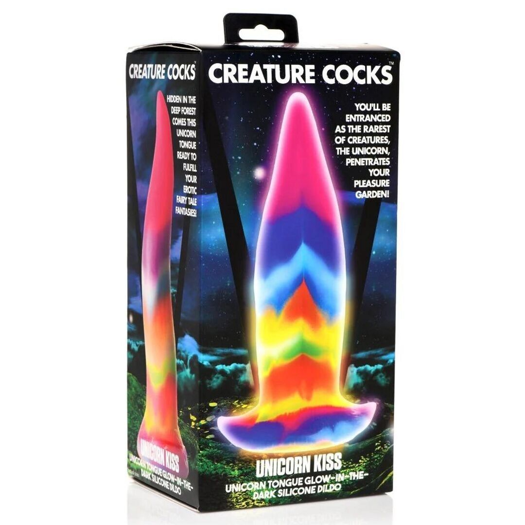Lingua di unicorno - Glow in the Dark - Dildo in silicone - Arcobaleno