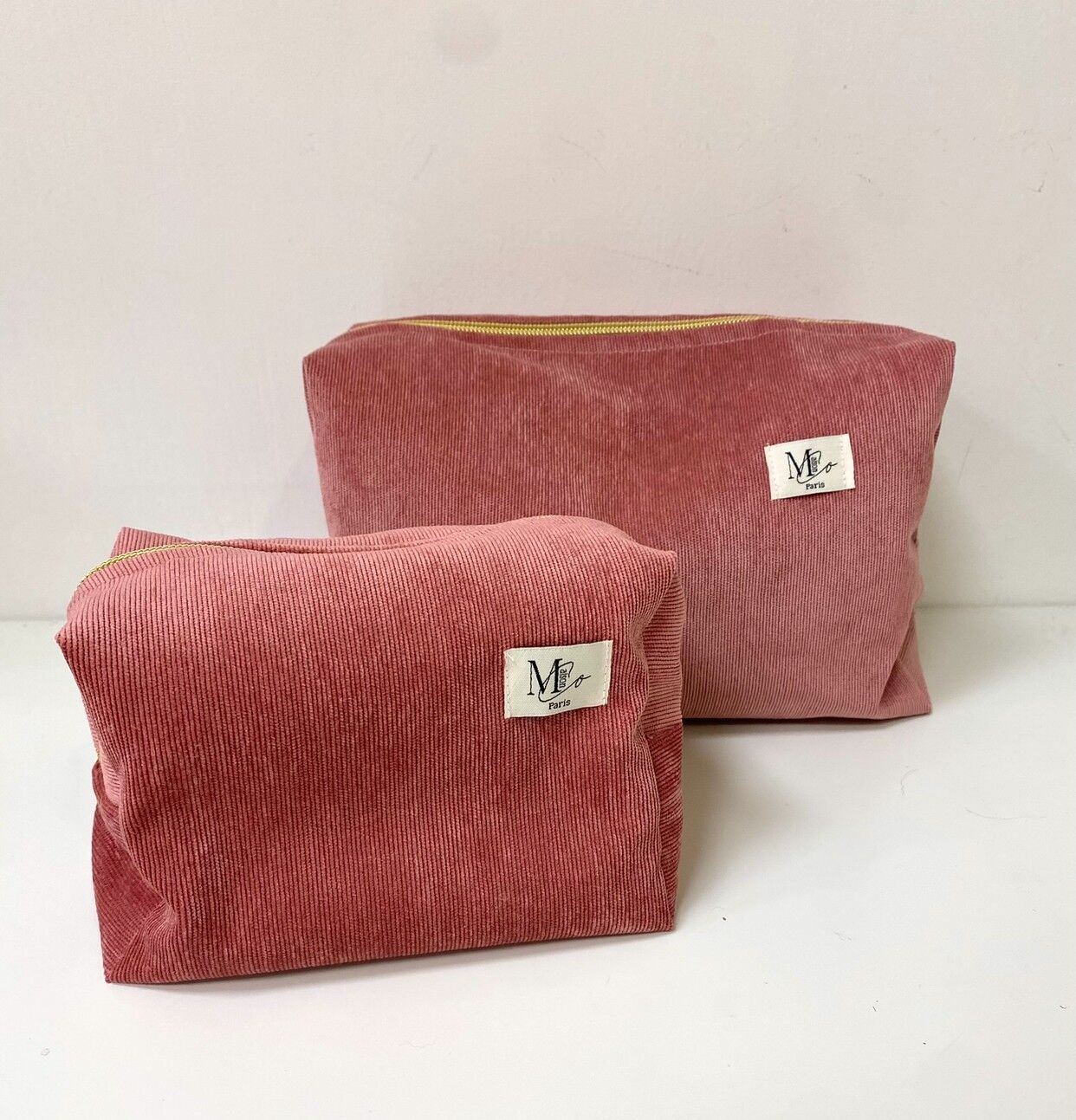 Borsa da toilette in velluto rosa