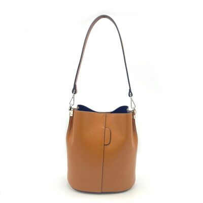 Borsa a secchiello in vera pelle, Made in Italy, art.112559
