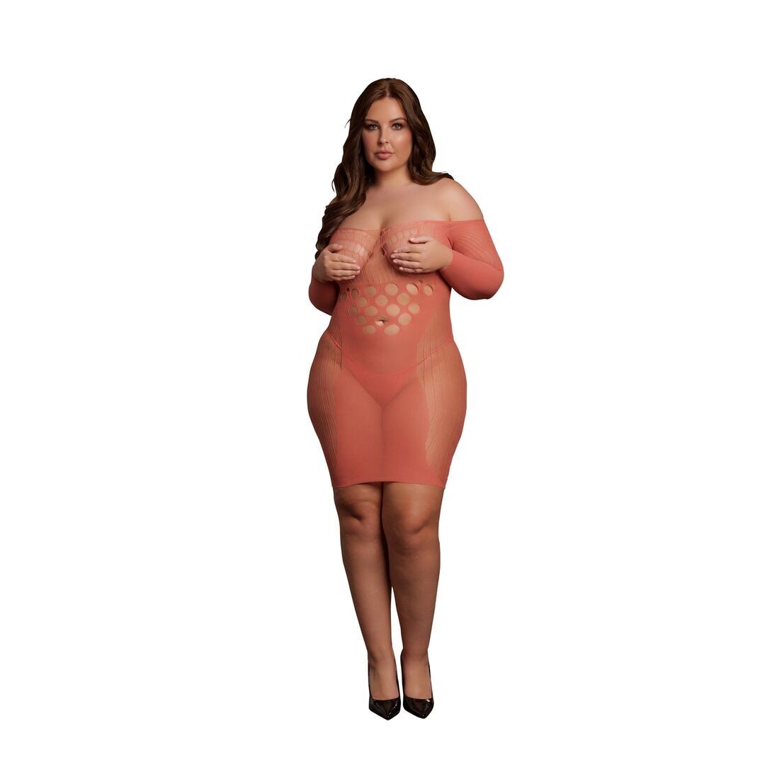 Le Désir by Shots - Mini abito a rete a maniche lunghe - Taglia Queen - Taglie Forti