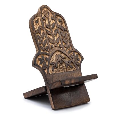 Carved wooden mobile phone holders - Hamsa 20x9.5 Cm