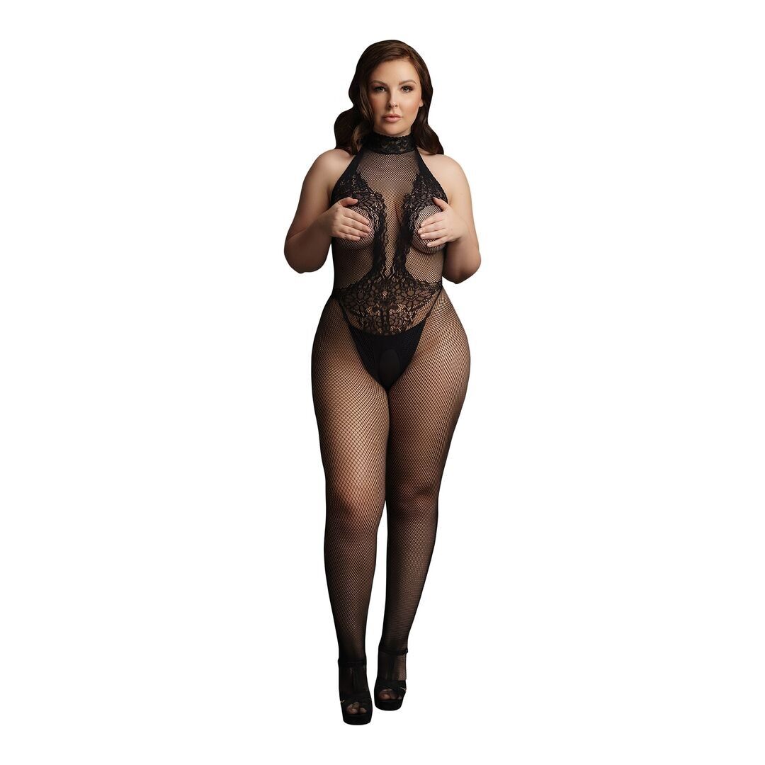 Le Désir by Shots - Fishnet and Lace Bodysuit - Plus Size - Plus Size