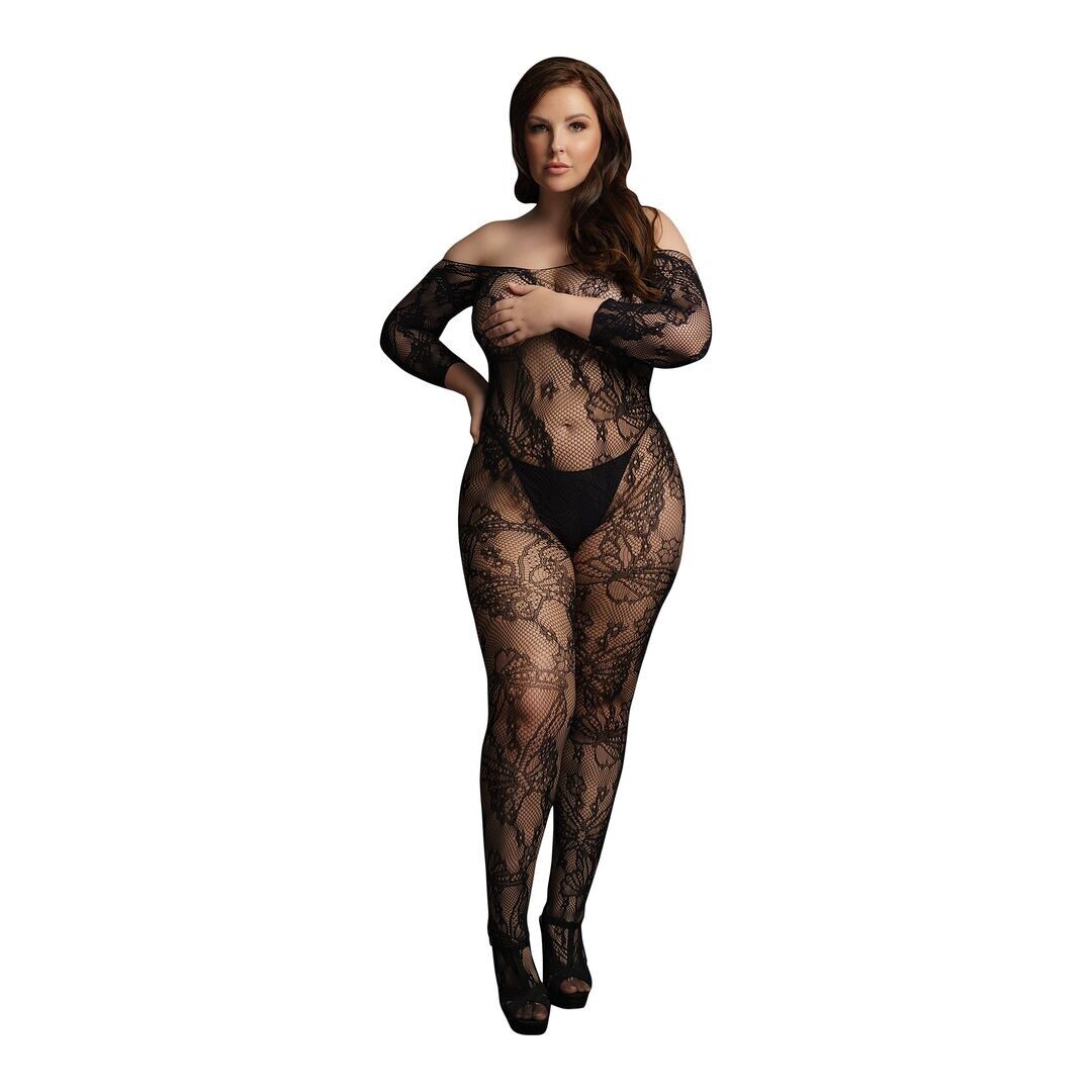 Le Désir by Shots – Bodystocking mit Spitzenärmeln – Übergröße – Übergröße
