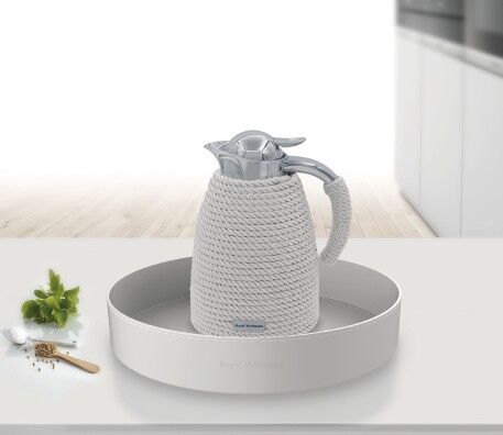 1-Liter-Isolierkanne + passendes Tablett aus Kunstleder