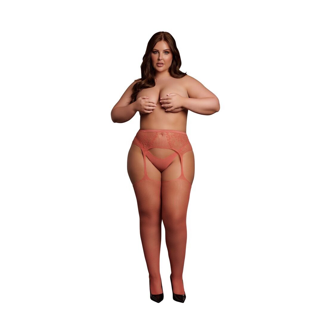 Le Désir by Shots - Fishnet and Lace Garter Stockings - Queen Size - Size T...