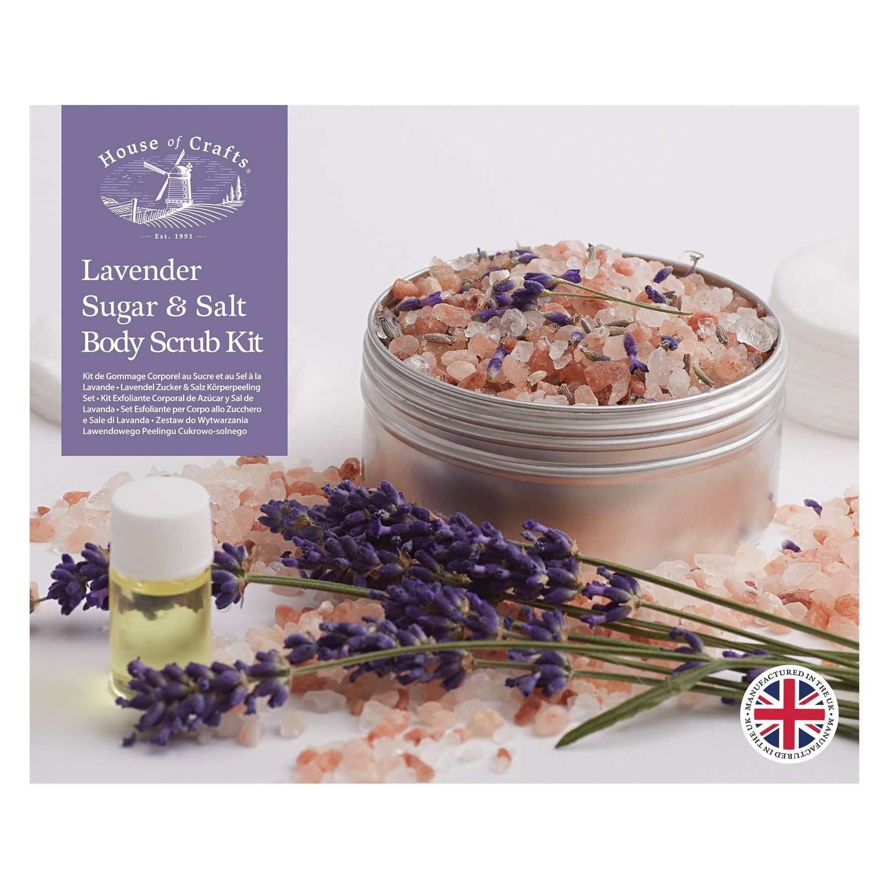 House of Crafts Lavender Scented Make Your Own Body Scrub Kit, Ideal Bath Soap Making Craft Kit, Makes The Perfect Birthday Gift