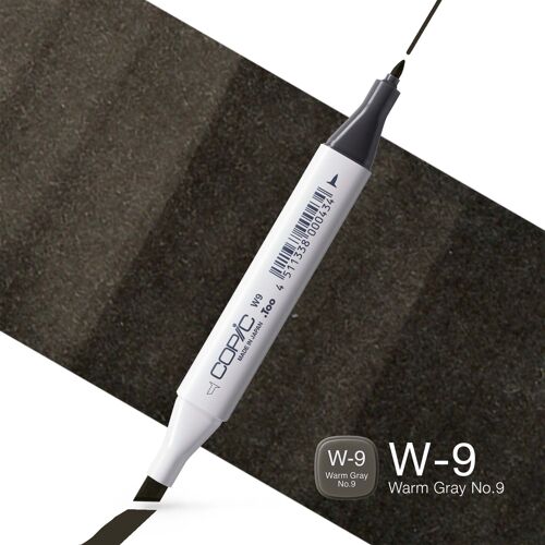 COPIC Classic Coloured Marker Pen - (W-9) Warm Gray No.9, For Art & Crafts, Colouring, Graphics, Highlighter, Design, Anime, Professional & Beginners, Art Supplies & Colouring Books