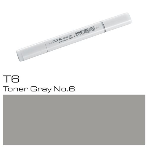 COPIC Sketch Coloured Marker Pen - (T-6) Toner Gray No.6, For Art & Crafts, Colouring, Graphics, Highlighter, Design, Anime, Professional & Beginners, Art Supplies & Colouring Books