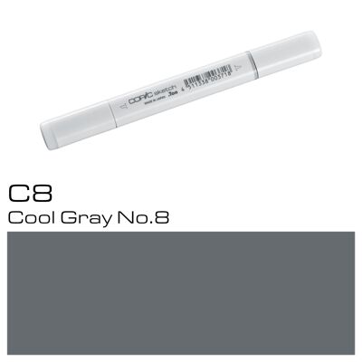 Marqueur de couleur COPIC Sketch - (C-8) Gris froid n°8, Pour l'art et l'artisanat, le coloriage, les graphiques, le surligneur, le design, l'anime, les professionnels et les débutants, les fournitures d'art et les livres de coloriage