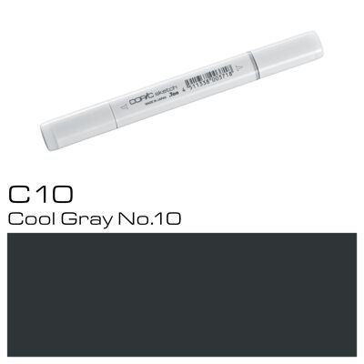 Marqueur de couleur COPIC Sketch - (C-10) Gris froid n°10, Pour l'art et l'artisanat, le coloriage, les graphiques, le surligneur, le design, l'anime, les professionnels et les débutants, les fournitures d'art et les livres de coloriage