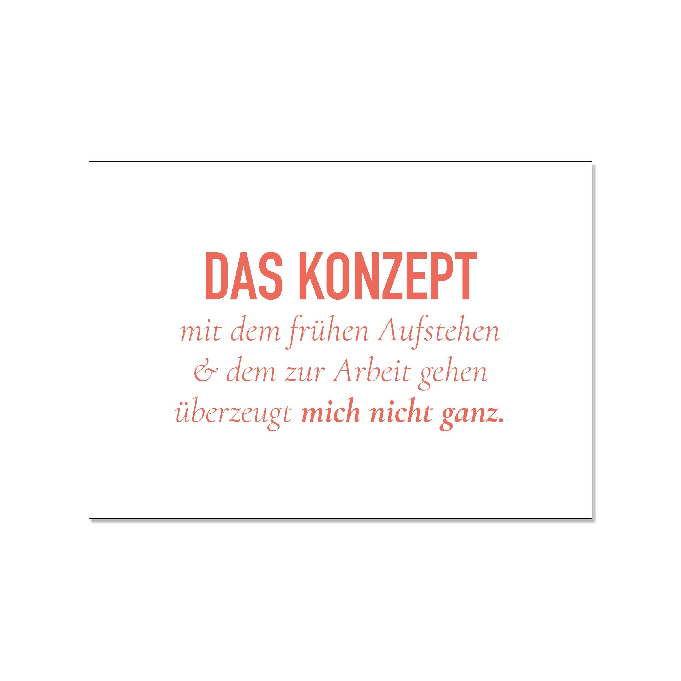 Cartolina dall'altra parte, il concetto di alzarsi presto e andare al lavoro non mi convince