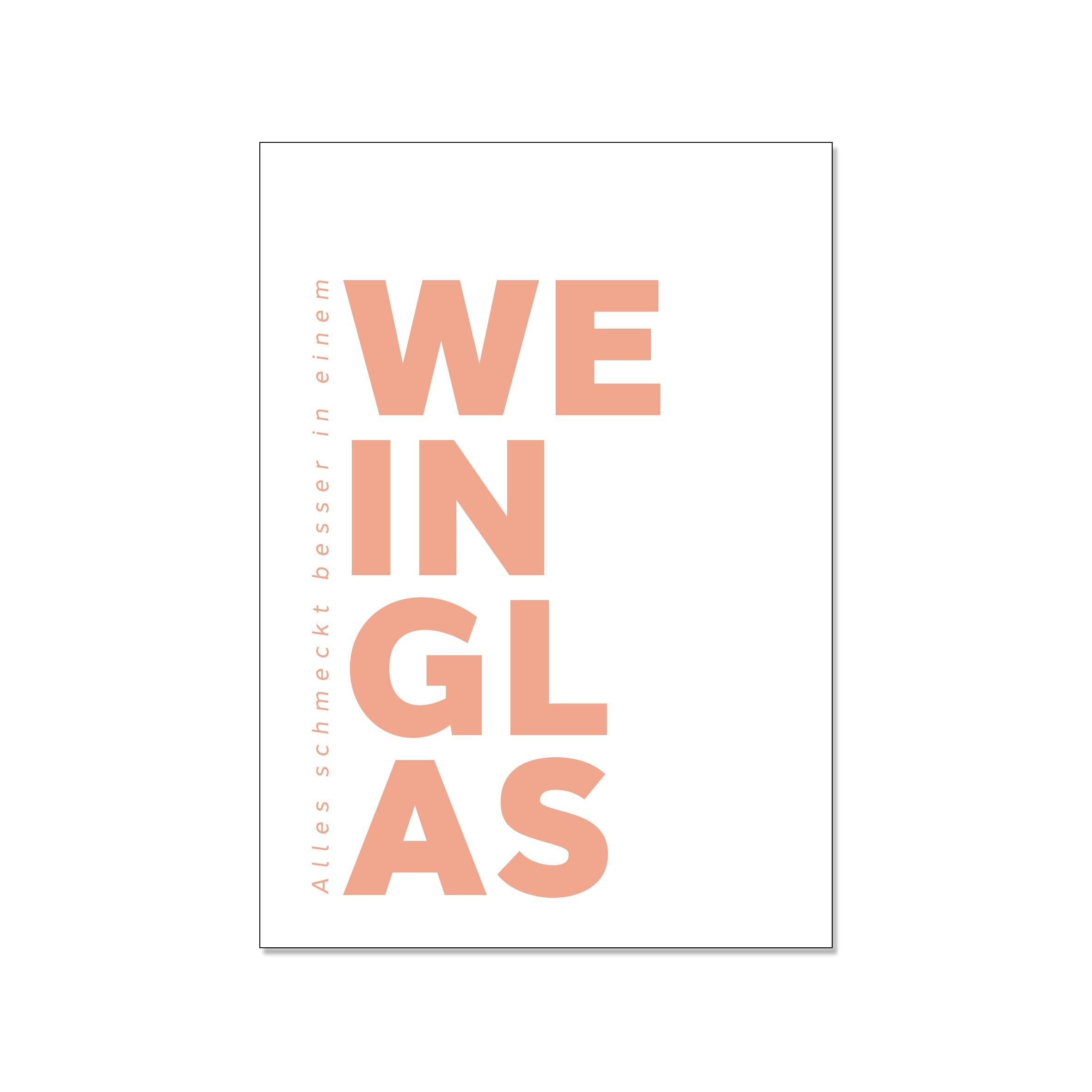 Postkarte hoch, alles schmeckt besser in einem Weinglas