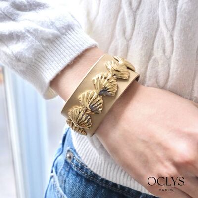 Pulsera de PU de acero inoxidable con conchas de colores Ariel