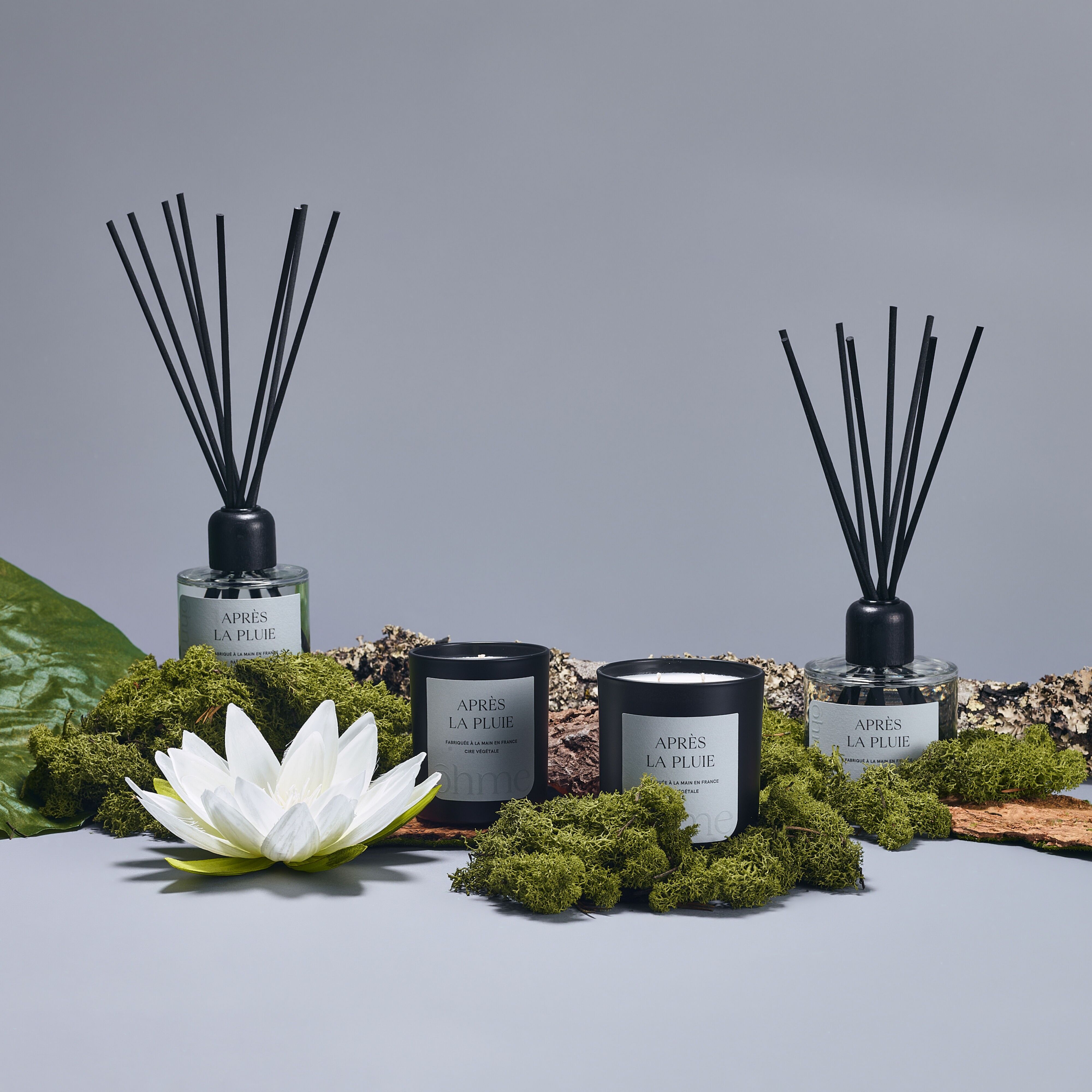Grande bougie parfumée Après la Pluie | Cire végétale, 220g (2 mèches)