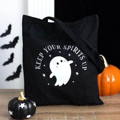 Bolsa de mano de polialgodón con diseño de fantasmas Keep Your Spirits Up