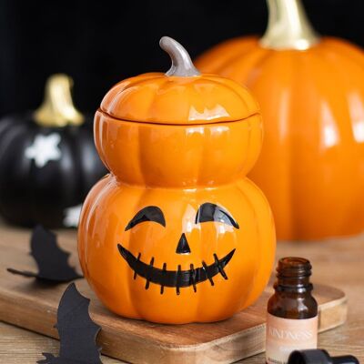 Quemador de aceite y calentador de cera con forma de calabaza apilada