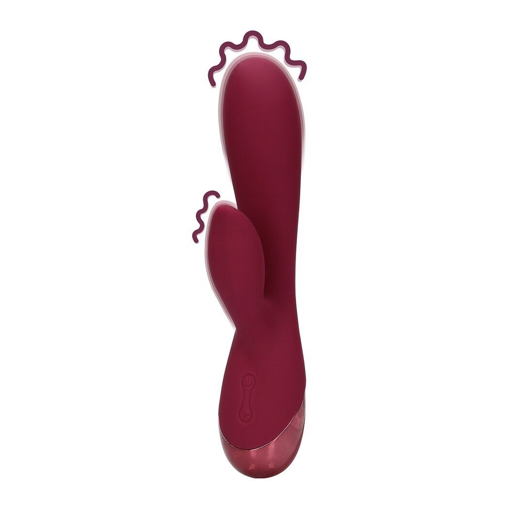 Loveline by Shots - Vibratore Rabbit in morbido silicone - Ciliegia scura