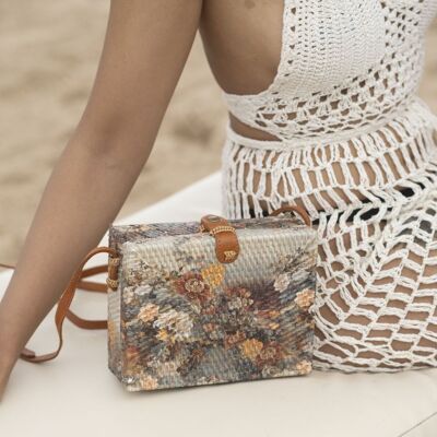 Borsa rettangolare in rattan Sienna