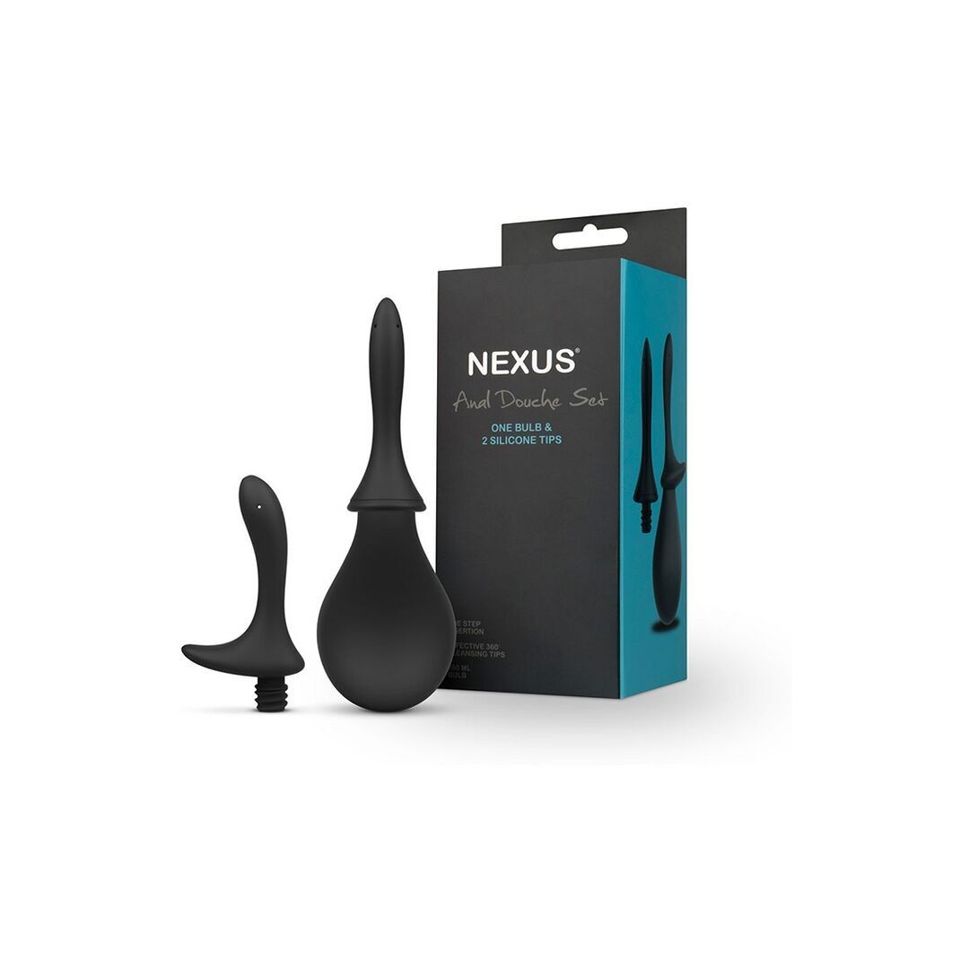 Anal Douche Set with 2 Silicone Tips - 260 ml - Black