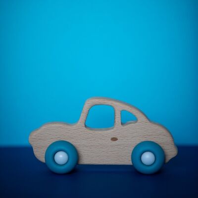 Voiture de Course en Bois & Silicone - Bleu