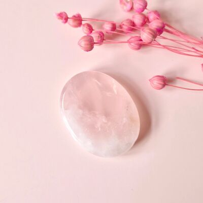 Piedra de cuarzo rosa para el pulgar / piedra de preocupación para el bolsillo Piedra de preocupación de cuarzo rosa