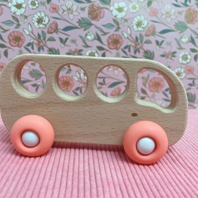 Wooden & Silicone Bus - Pink
