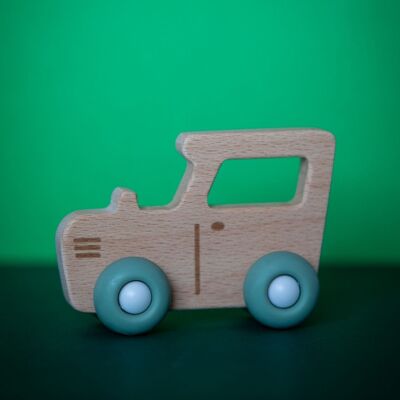 Tractor de madera y silicona - Verde
