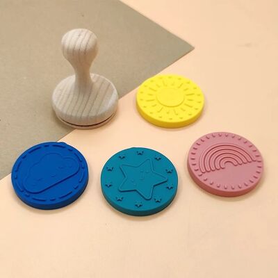 Giocattolo creativo - timbri cielo - Multicolore - Legno e silicone