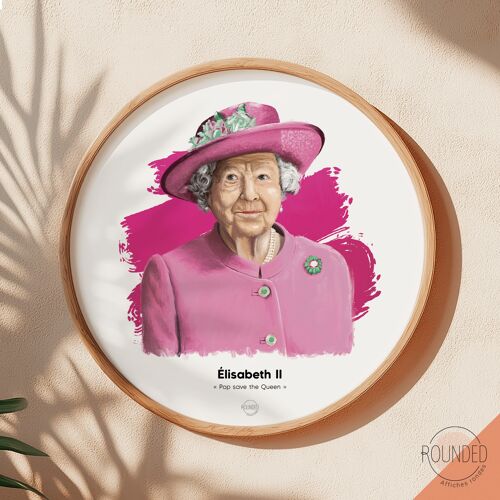 Affiche Reine Élisabeth II Ronde