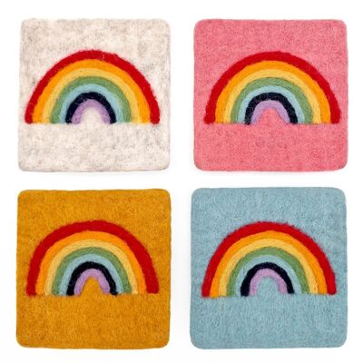 Posavasos de 10 cm cuadrados arcoíris, juego de 4