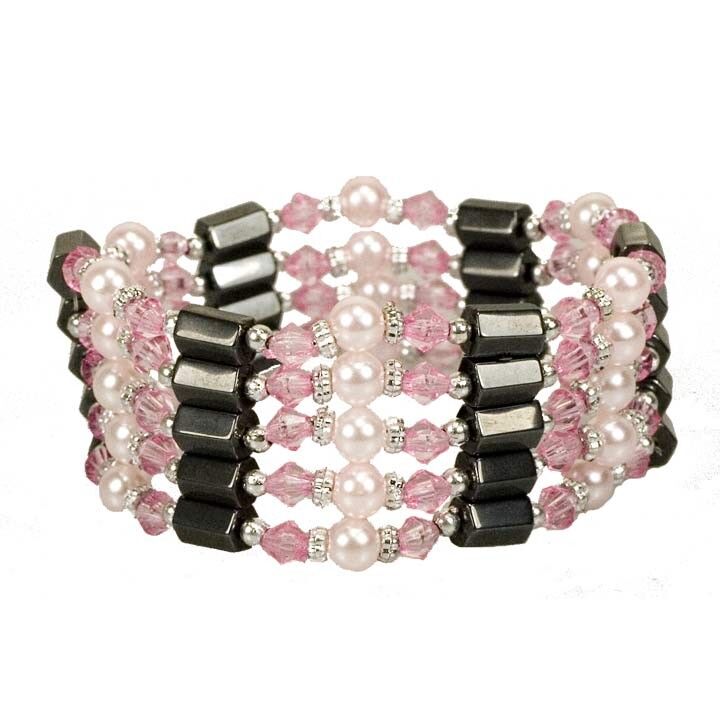 Collana magnetica aperta Perla, rosa-bianco