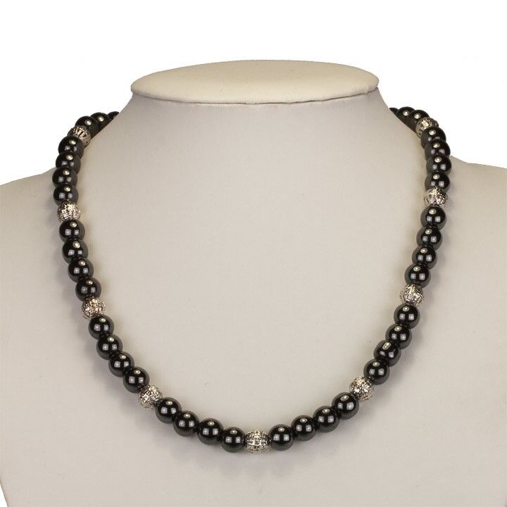 Hämatitkette Silber/Schwarz