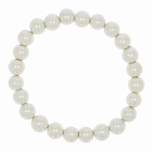 Bracciale con palline di ematite, 8 mm, crema
