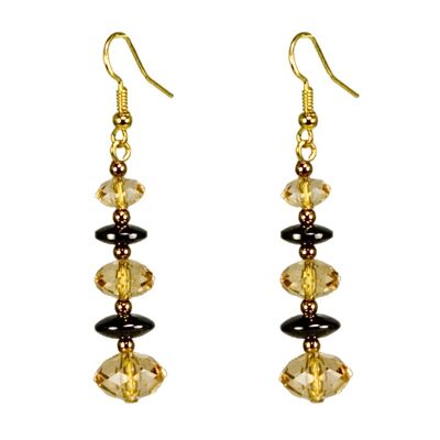 Earrings "Magnetic Diamond" Chip, golden brown