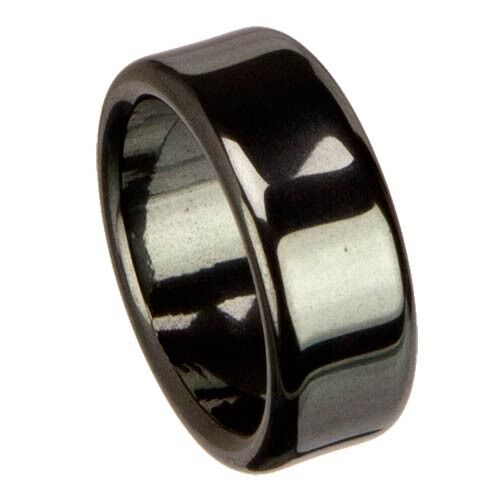 Bague hématite plate, 8 mm, taille 18