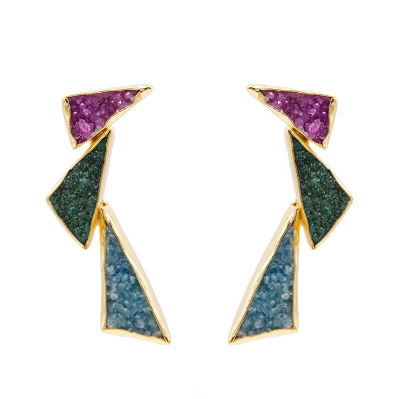 Triton Ohrringe Fuchsia Mo, Grün und Türkisblau