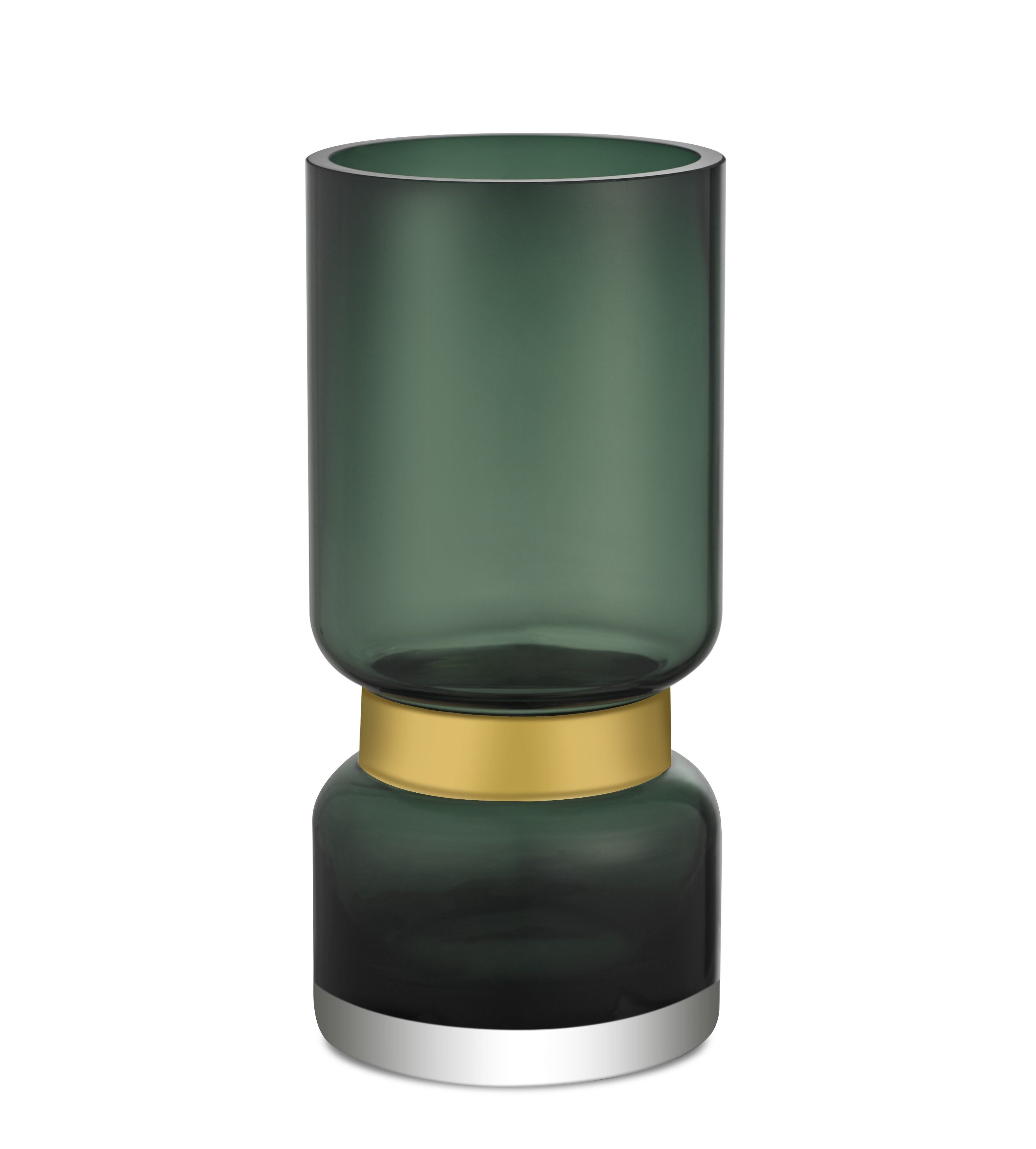Vaso alto dal design classico di lusso realizzato alla perfezione, vetro verde TRIER 36 GE