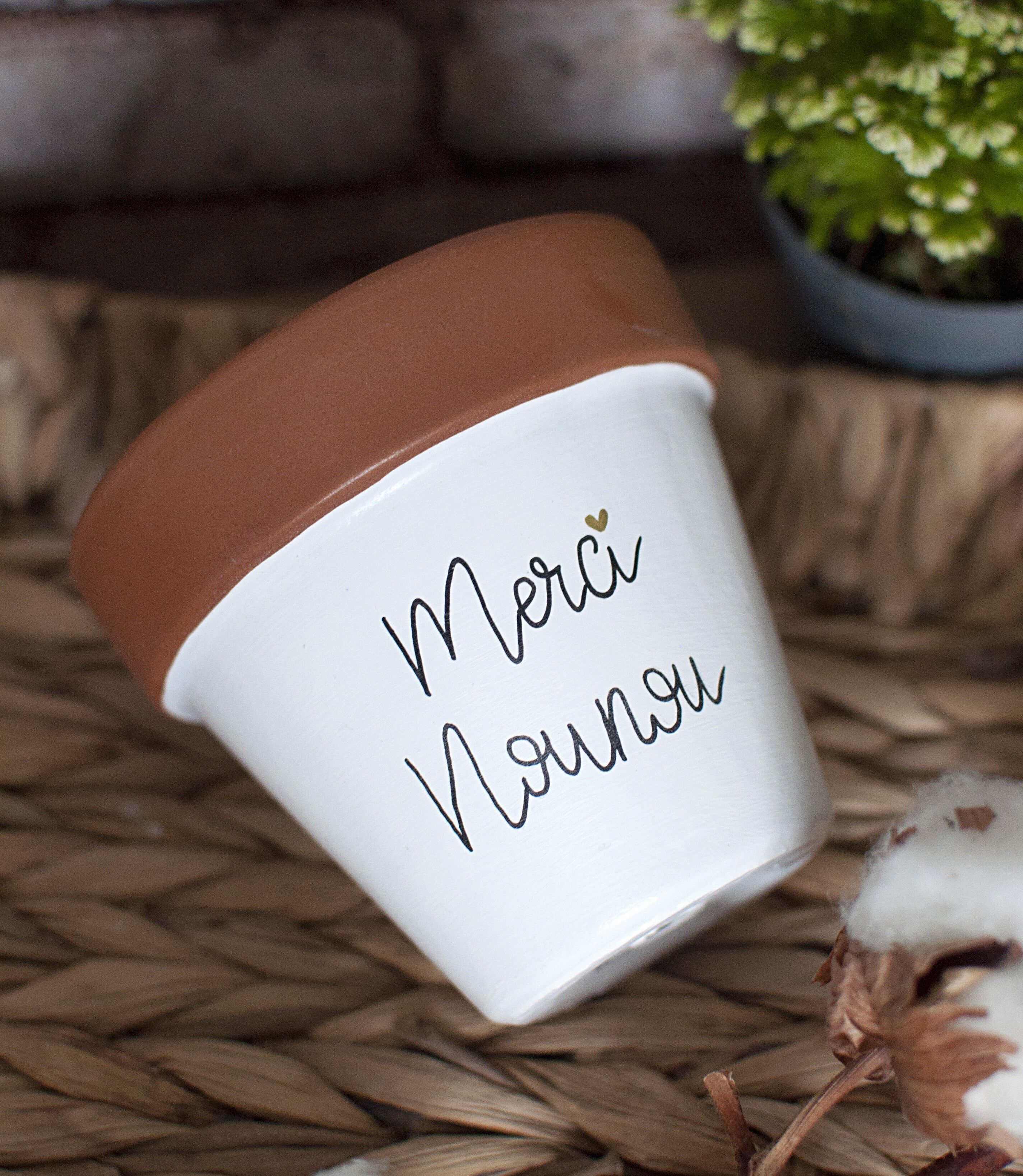 Personalized two-tone terracotta planter / pot "Thank you Nanny" [Nanny gift / End of school year gift]