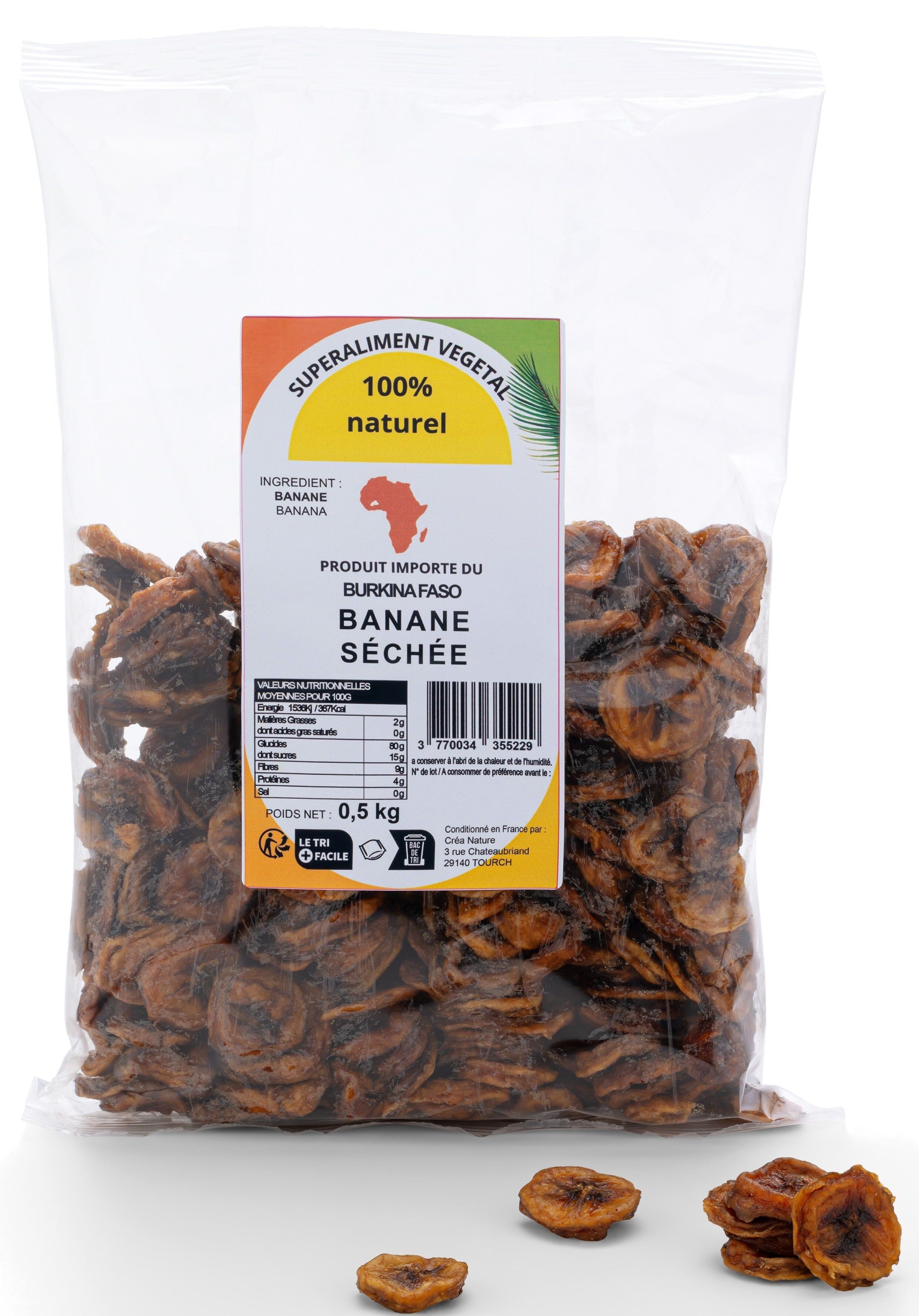 Soft dried banana, 100% natural, no added sugar and no preservatives, 500g