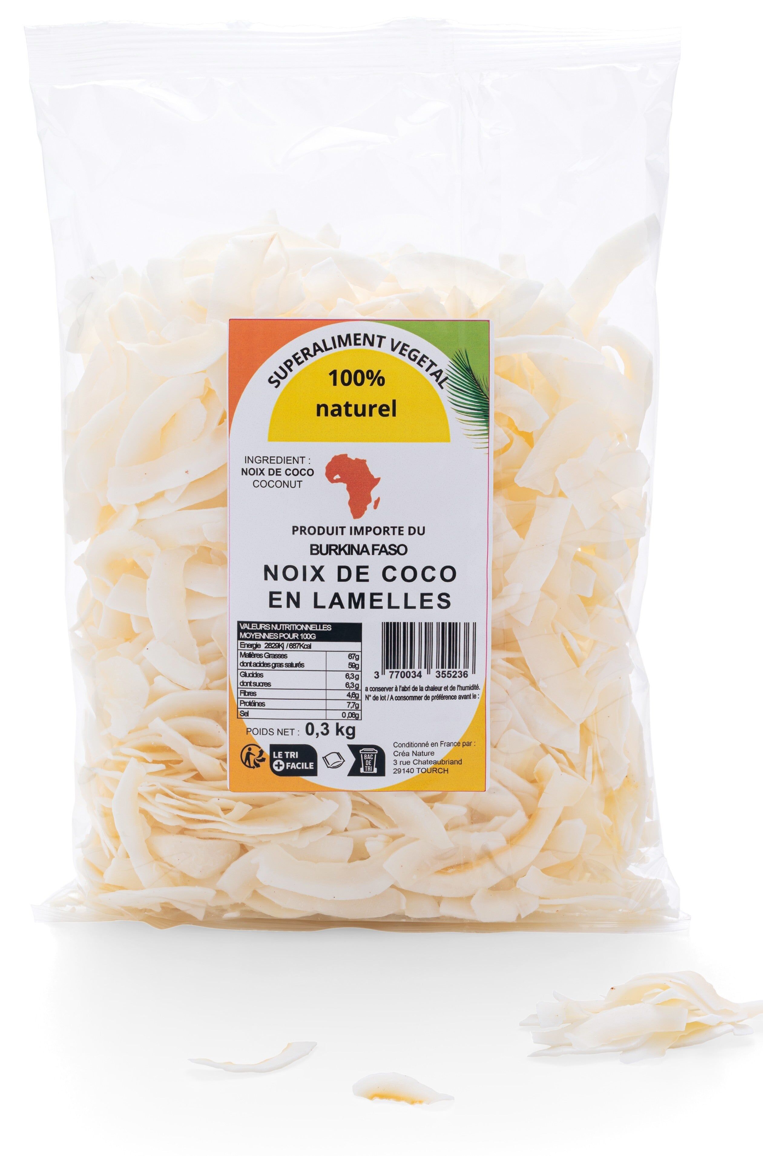 Coconut strips, 100% natural, no added sugar and no preservatives, 300g