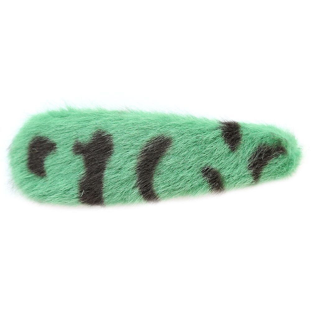 Pince à cheveux en fausse fourrure léopard vert