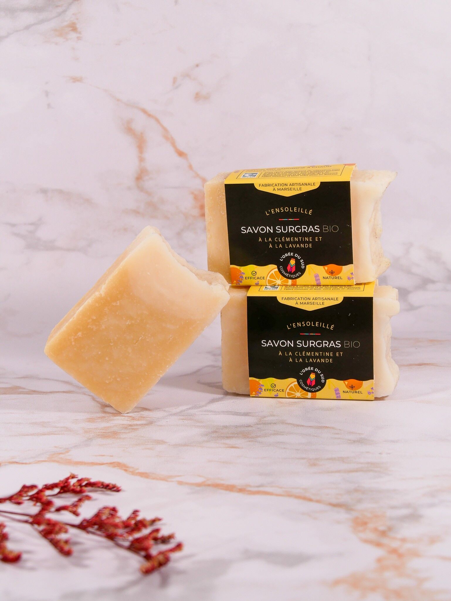 Bio-Superfettseife für jeden Hauttyp mit Clementine und Lavendel L’ensoleillé 100g