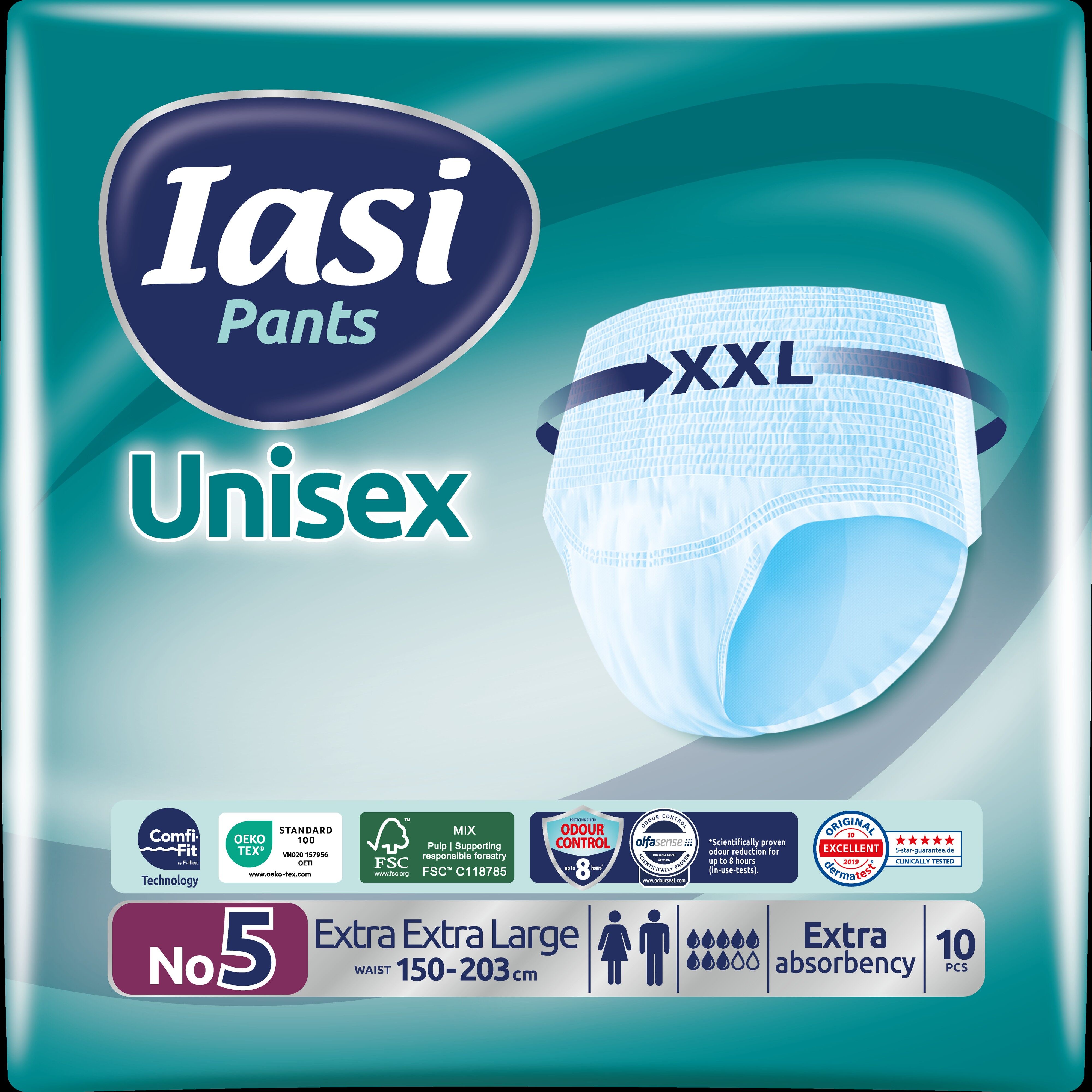 Pants IASI UNISEX XXL, Pannoloni a mutandina, Assorbenti incontinenza urinaria, 14 Unità