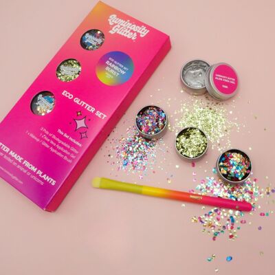 Set di glitter ecologici Festival and Pride - Glitter biodegradabili (Rainbow Burst)