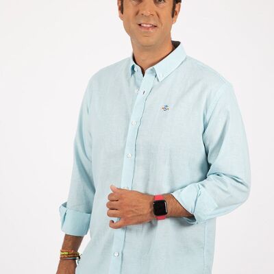 Camisa lino Celeste