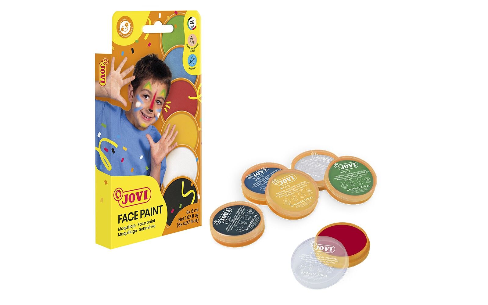 Jovi - FACIAL PAINTING Schachtel mit 6 Steinen à 8 ml farbige Over-the-Top-Make-up-Creme