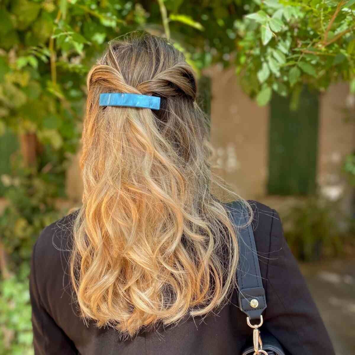 Fermaglio per capelli Carla Pearly - Fatto a mano in Francia in acetato di cellulosa