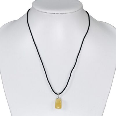 Collana in caucciù con ciondolo in pietra naturale giada gialla