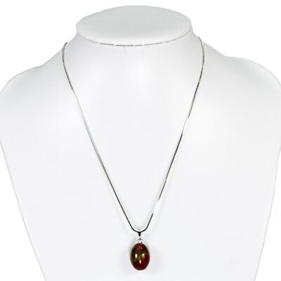 Collar sutil con colgante de piedra natural gota, obsidiana caoba